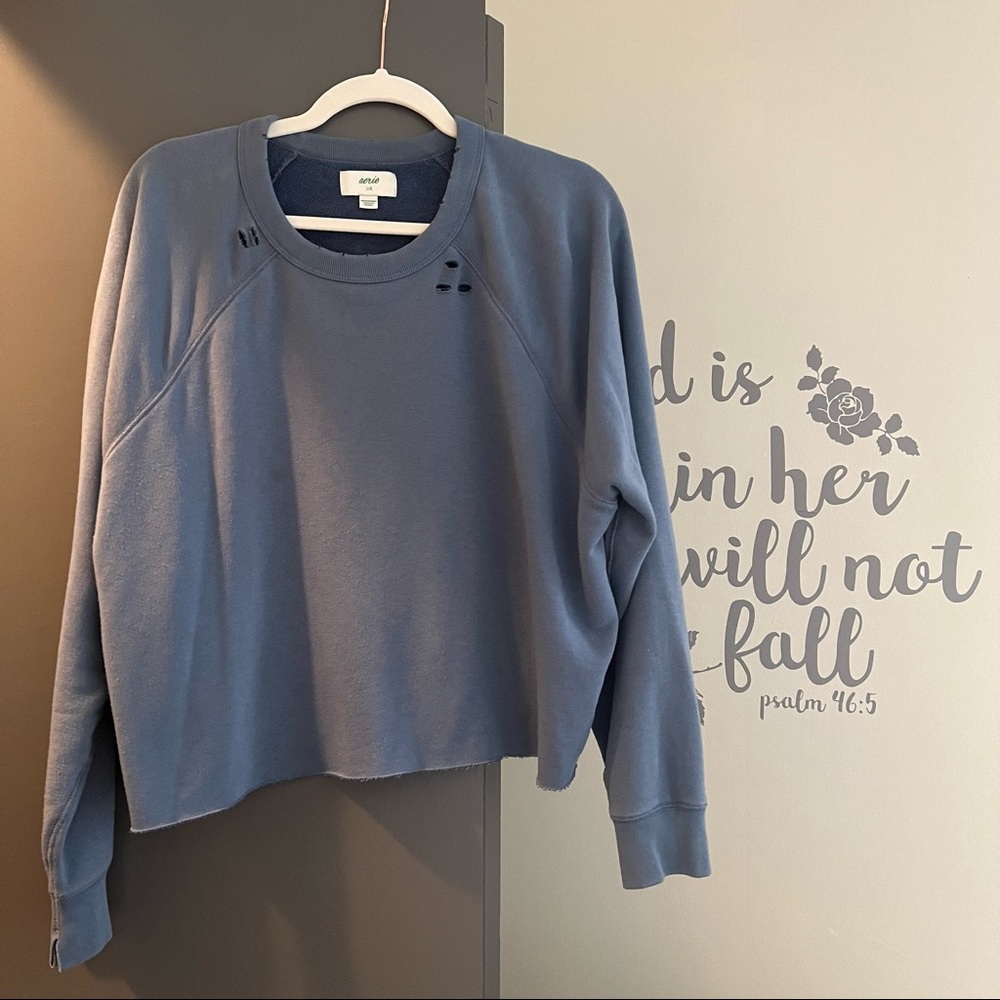 Distressed cropped aerie sweatshirt
